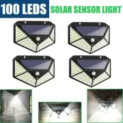 4PCS 100 Led Solar Sensor Light Outdoor Motion Detection Security Garden Lamp