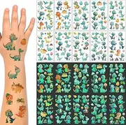 GGUFAY 10 Sheets Glow in the Dark Dino Children's Tattoos, Dinosaur Tattoo Children Boys Girls, Temporary Tattoos Sticker Set for Party Bags Children's Birthday Toy Filling School Cone Boy