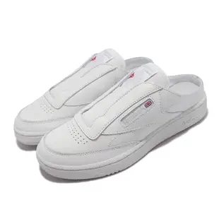 Reebok 休閒鞋 Club C Laceless Mule 女鞋 白 全白 無鞋帶 穆勒鞋 皮革 懶人鞋 H01583