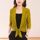 Lady Mesh Crop Top Tulle Sheer Shrug Bolero Cardigan Open Front Coat Jacket Chic