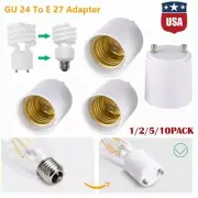 1/2/5/10-pack GU24 To E26/E27 LED Light Bulb Holder Adapter Socket Converter US