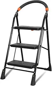 [TNT THE NEXT TREND] Cameo 3 Step Heavy Duty Steel Ladder with Wide Steps and Top Platform with Anti Slip and Anti Skid Shoes