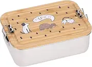 LÄSSIG Children's Lunch Box Stainless Steel and Bamboo Breakfast Box Sustainable Nursery School Lunch Box Stainless Steel Bamboo Happy Prints