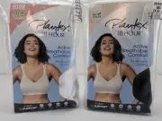 Playtex 18 Hour Bra 38DD White & Black Wirefree 4159 Active Breathable Cooling