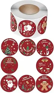 Veemoon 4 Rolls Decorative Christmas Present Sealing Stickers Self Adhesive Wrapping Labels for Durable and Easy to Use for Thank You and Festive Packaging