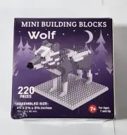 NIB Mini Building Block Set 220 Piece Wolf Gray & White Factory Sealed