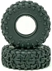 Little Guy Racing Swamp King M/T (57mm) 1.0 Inch Tires Compatible with 1/24 RC Axial SCX24, RGT, Element, Enduro, URUAV (2 Tires per Order), Black, 57mmx22mmR1 + Free Get4Cheap Sticker