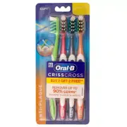 Oral B Pro Criss Cross Anti Plaque Soft Toothbrush (Pack of 4) - Free Ship