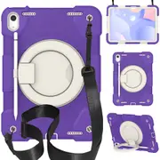 MCC Kids Shockproof Strap iPad 10.9 2022 10th Gen Apple Case Cover Ring [Purple]