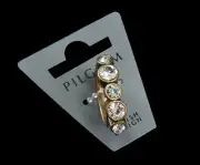NEW PILGRIM DENMARK GOLD RING SWAROVSKI CLEAR CRYSTALS WOMEN'S ADJUSTABLE SIZE