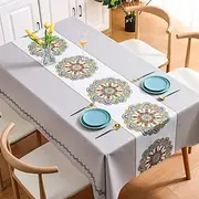 Waterproof Tablecloth PVC Oilproof Rectangle Table Cloth Table Cover for Party, Family Dining, Restrant