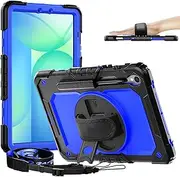 [timecity] for Samsung Galaxy Tab S9 FE Case 10.9 inch/Galaxy Tab S9 Case 11 inch 2023 (SM-X510/SM-X516/SM-X710/SM-X716B/SM-X718U Cover) w/Screen Protector, Hand Strap, 360°Rotating Stand - Blue