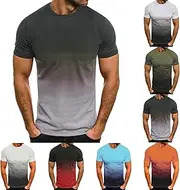 [Generic] Mens T-Shirts Gradient Color Shirt Casual Short Sleeve Tshirt Big and Tall Workout Tees 2025 Work Tops Trendy Clothes
