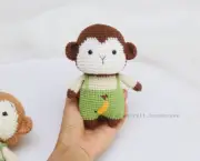 Handmade MONKEY amigurumi stuffed toys, crochet dolls toys in banana costume