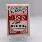 "Bee" Diamond® Back - Jumbo Index Playing Cards, Single Deck (Red), New/Sealed