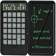 Rechargeable Portable Calculator with Writing Pad 6.5 Inch Erasable LCD Tablet (Black)