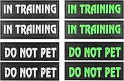 4 Pcs DO NOT PET Dog Harness Patches with Hook Backing, in Training Dog Patch Tactical Dog in Training Harness Reflective and Removable Tags, Dog Patches for Harness (6.2 X 1.9) Inch