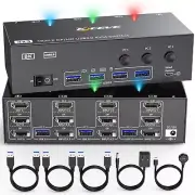 8K KVM Switch 3 Monitors 3 Computers HDMI + DisplayPort, KCEVE USB 3.0 DP KVM...
