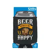 Beer Makes Me Happt Alcohol Funny Novelty stubbie holders Stubby Holder