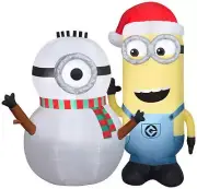 Gemmy Christmas Airblown Inflatable Kevin Building Snowman Scene Universal, 5 ft