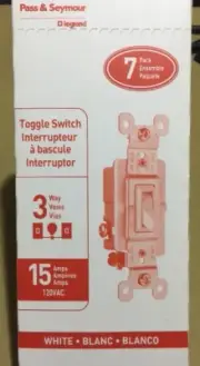 Legrand 7-Pack 15-Amp 3-Way White Indoor Framed Toggle Light Switch
