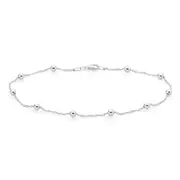 Silver 25cm Rope & Ball Anklet