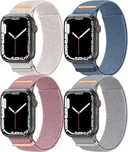 Meliya 4 Pack Stretchy Bands for Apple Watch Band 40mm 38mm 41mm 42mm 44mm 45mm 46mm 49mm Women Men,Soft Nylon Elastic Strap Wristband for iWatch Series 10 9 8 7 6 5 4 3 2 1 SE Ultra Ultra 2