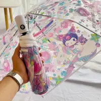 在飛比找ETMall東森購物網優惠-日本庫洛米透明雨傘三折傘全自動網紅拍照可愛折疊少女心道具卡通
