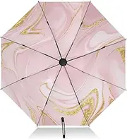 [RPLIFE] Compact Umbrella, Umbrella for Rain and Wind, Automatic Open/close, Compact Size for Women Backpacks/Handbags, Marble Texture Pink