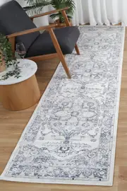 Colony Medal Grey White Runner Rug