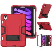 MCC Stylish Shockproof iPad mini (A17 Pro) 8.3" 2024 Case Cover Heavy Duty Kids Apple mini7 7th Gen 7 [Red+Black]