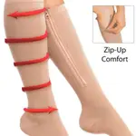 SS 拉鍊腿部支撐膝蓋高筒襪防止靜脈曲張襪開放式拉鍊腳趾