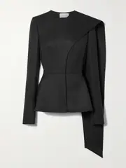 [The Row] The Row - Faye Draped Satin-trimmed Wool And Mohair-blend Peplum Blazer - Black - US0 US 0 Black