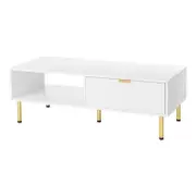 Levede Coffee Table with Textured Drawer White