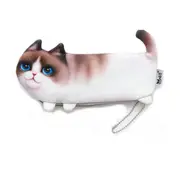 2Pcs Simulation Cat Pencil Case School Stationery Pen Bag Multifunctional Cosmetic Bag
