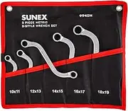 SUNEX TOOLS 9940M Metric S-Style Wrench Set, Fully Polished, 10 x 11mm - 18 X 19mm, 5-Piece