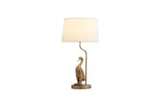 Kasey Standing Duck Table Lamp Light Fabric Shade - Pewter and Cream