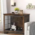 Heavy Duty Wooden Dog Crate Side End Table Large Strong Metal Wire Pet Kennels