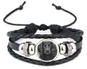 Cocker Spaniel Dog Black Leather Bracelet And Velvet Gift Bag