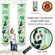 Height Growth Chart Panda Bears Bamboo Zoo Theme for Kids Bedroom