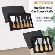 6Pcs Cheese Knife Set Mum Gift Oak Handle Baking Tool Cutting Slicer Shovel Fork