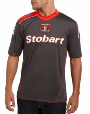CARLISLE UNITED 2013/14 AWAY (L) GRAY RED FILA SHORT SLEEVE SOCCER SHIRT JERSEY.