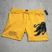 Ed Hardy Shorts Mens XXL Y2K Punk Panther Yellow Spell Out 2XL NWT NEW