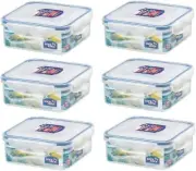 (Pack of 6) LOCK & LOCK Airtight Square Food Storage Container 29.41-Oz / 3.68-C