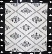 Troy Black & Cream Square Diamond Pattern Foldable Waterproof Large Camping Mat - 270 x 270 cm - Weatherproof Rug, Recycled Plastic, Sustainable, Eco Friendly UV Resistant, Durable Outdoor, Patio Rug