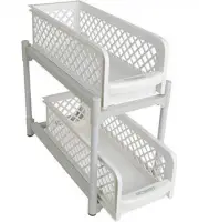 Ideaworks Two-tier Under Sink Sliding Shelf, White, standard, White