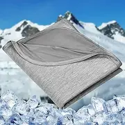 Cooling Blanket for Hot Sleepers, Japanese Q-Max>0.43 Arc-Chill Cooling Fiber, Summer Blanket Thin Lightweight Breathable Soft Double Side Cooling Blanket for Night Sweats-Grey- 150x200cm