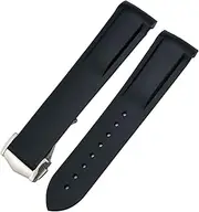 [EKSIL] 19mm Curved Rubber Watchband Fit For Omega Speedmaster Moonwatch Seamaster 300 AT150 Strap