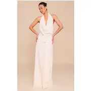 Natural Textured Cowl Neck Wrap Maxi Dress, Natural