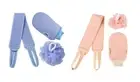 Bath Tools Set Of 3 Shower Glove Shower Sponge Back Scrubber Exfoliating Loofah